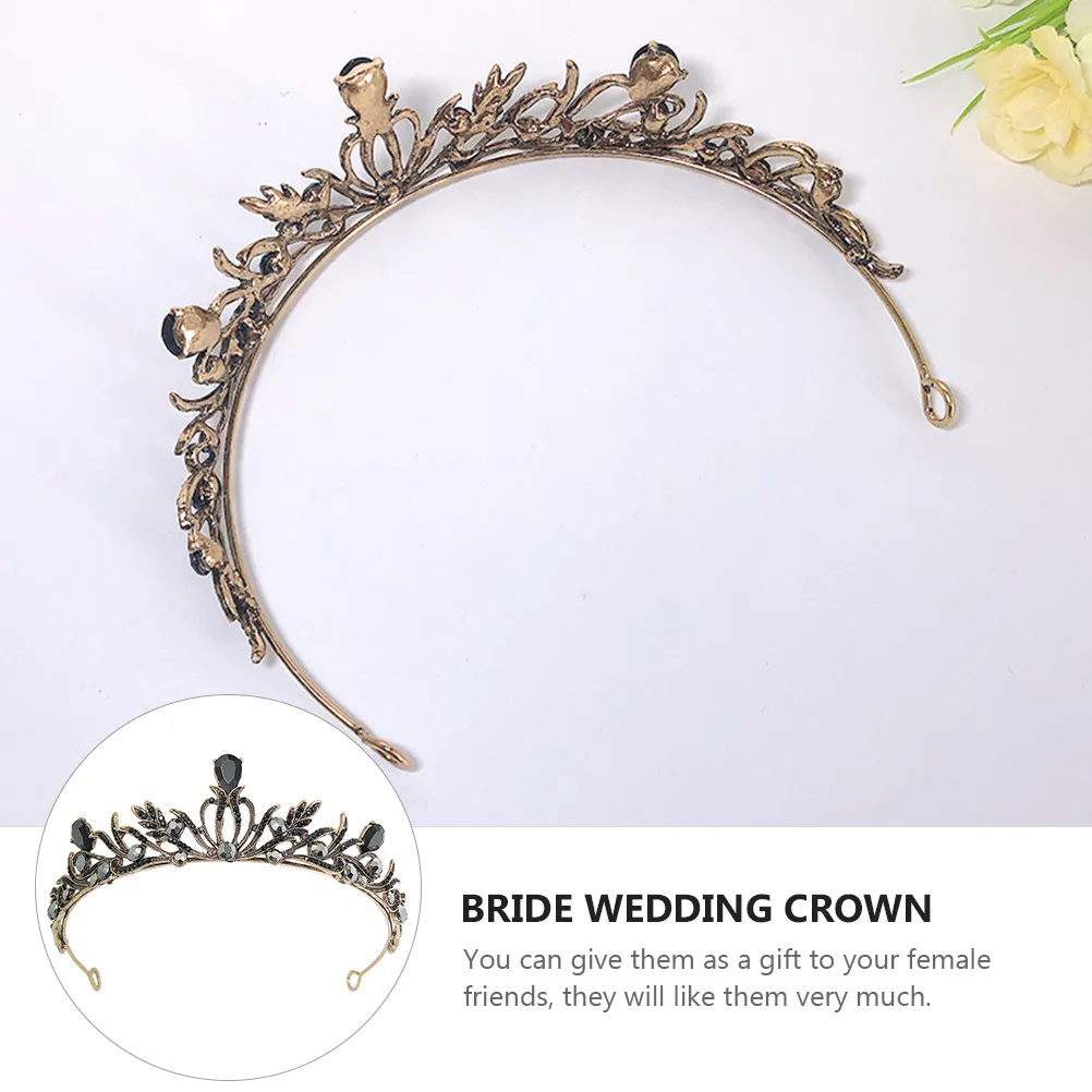 

1Pcs Black Alloy Crown Hairband Retro Vintage Bridal Wedding Birthday Party Crown Hairband Elegant Accessory Wedding Hairbands