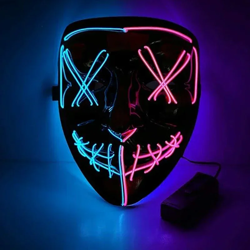 Halloween LED Glow Mask Masquerade Bar Party Play Mask Horror Fox Clown Ghost Face Mask Halloween Party Decoration