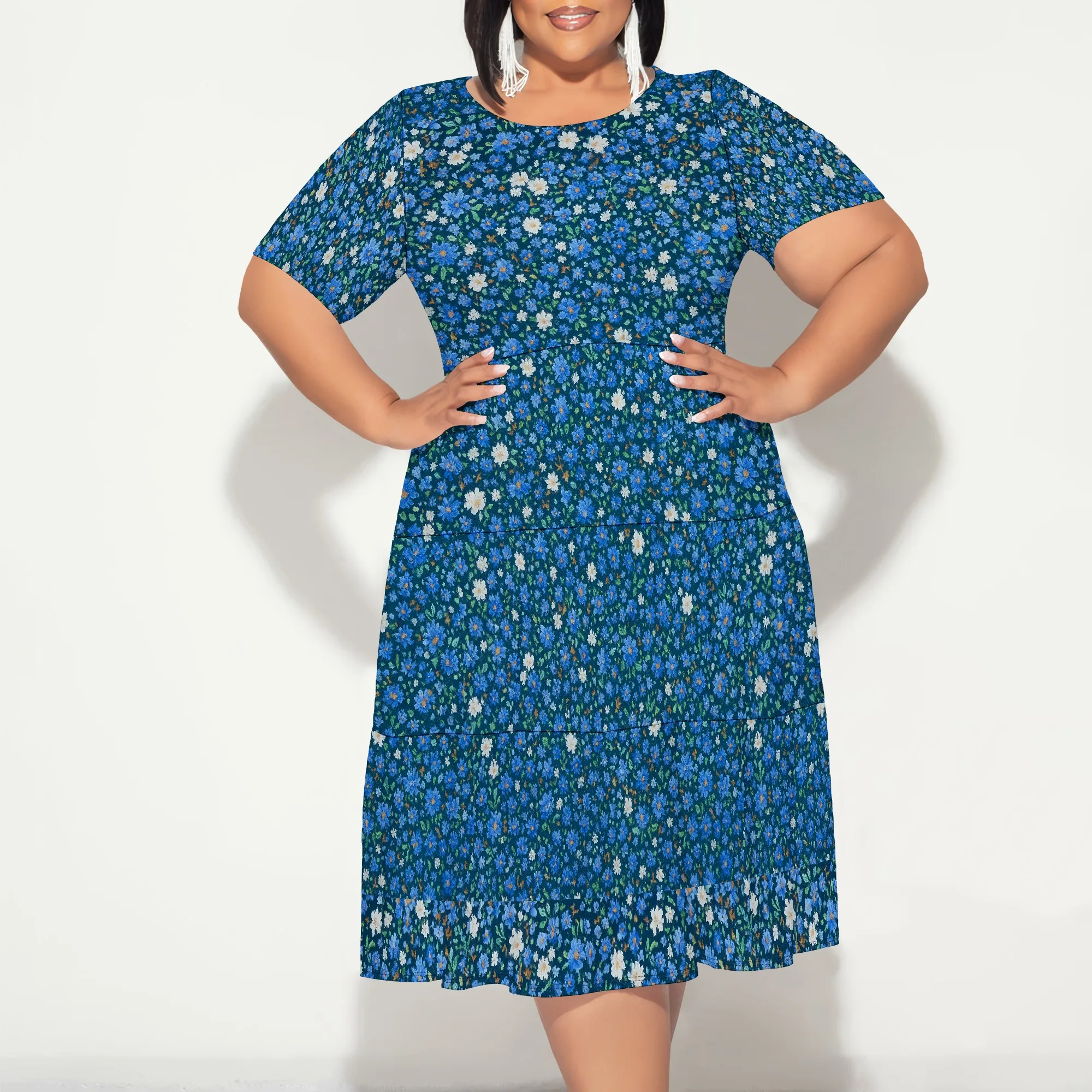 Abito maglietta da donna 2025 Abito longuette estivo casual taglie forti Boho Abiti lunghi larghi e fluidi con stampa floreale