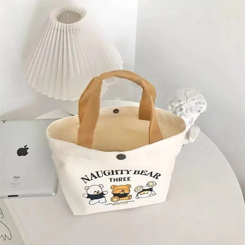 Canvas bag small and versatile handbag for female students lunch box bag minimalist handbag for office workers