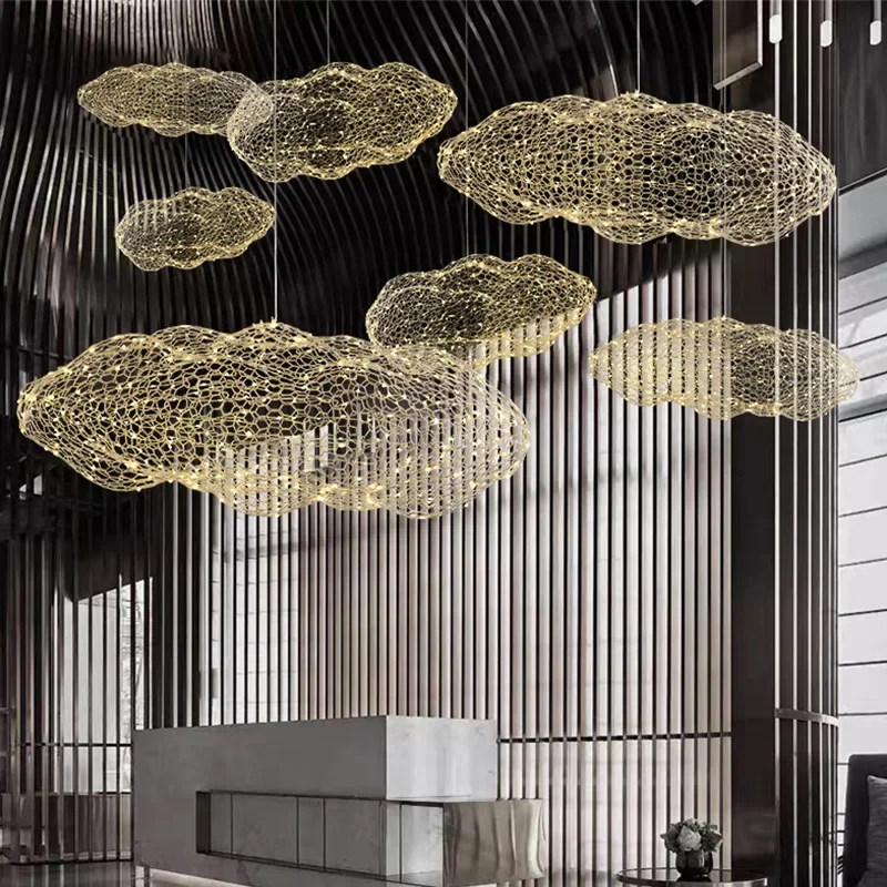 Modern Floating Cloud Light Hotel Creative Pendant  Fixtures Starry Bar Art Designer Firefly Hanging Lamp LED Luminaire