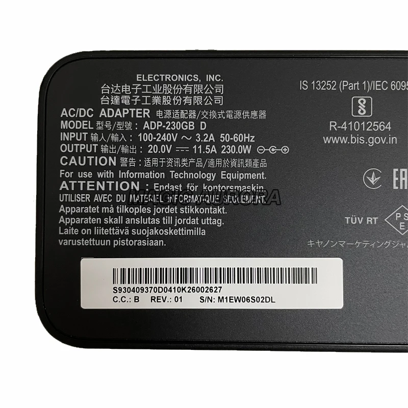 الأصلي الجديد دلتا ADP-230GB D محول الطاقة 20 فولت 11.5A 230 واط ل MSI GP76 GE76 GE66 GS66 GL75 الألعاب شاحن الكمبيوتر المحمول 5.5x2.5 مللي متر