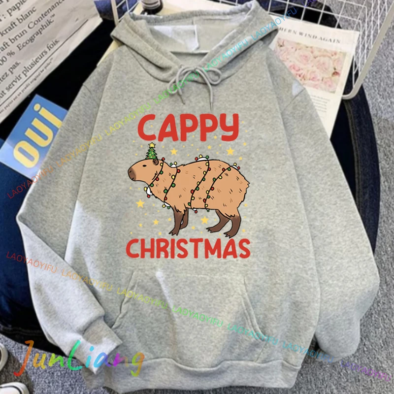 Capybara Christmas Graphics Hoodies Women/Men Sweatshir Y2k Clothes Unisex Autumn/Winter Warm Hoodie Women's Long Sleeve Top