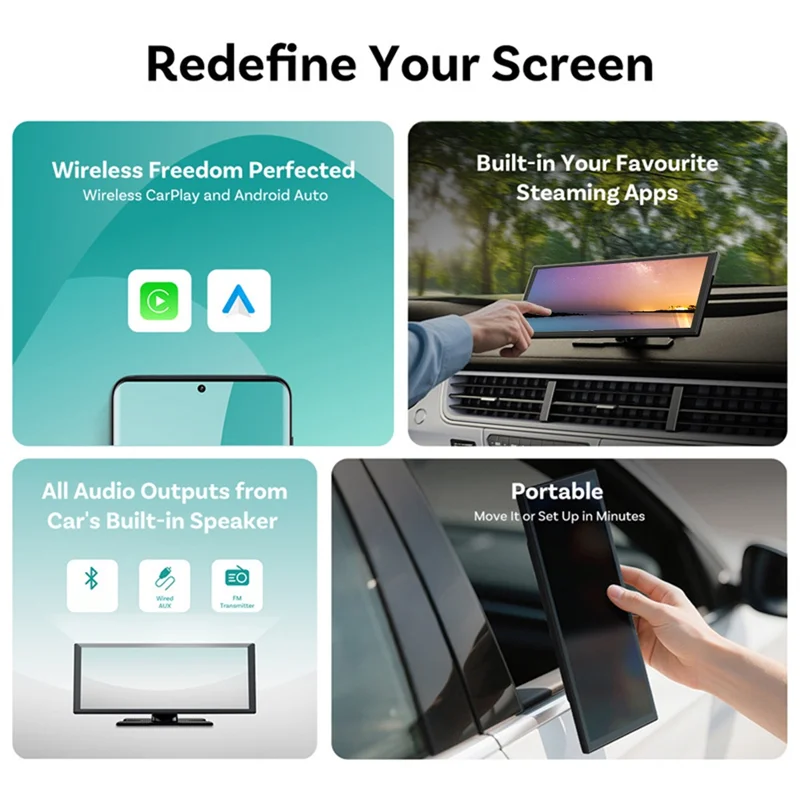 AA08-Pemutar Multimedia Mobil Nirkabel Carplay/Android Auto WIFI Layar Terpisah Carplay Nirkabel Android Auto Stereo Dashboard