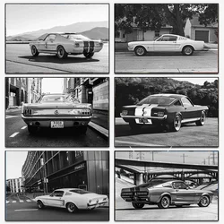 Black and White Ford Mustang Classic Luxury Car Poster Canvas Painting Print Wall Art Picture for Living Room Shopstore Decor