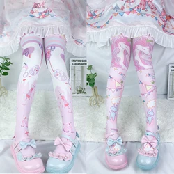 Japanese Sweet Mori Lolita Thigh Stockings Cute Angel Unicorn Kawaii Loli Soft Girl Over The Knee Stockings Halloween Role Play