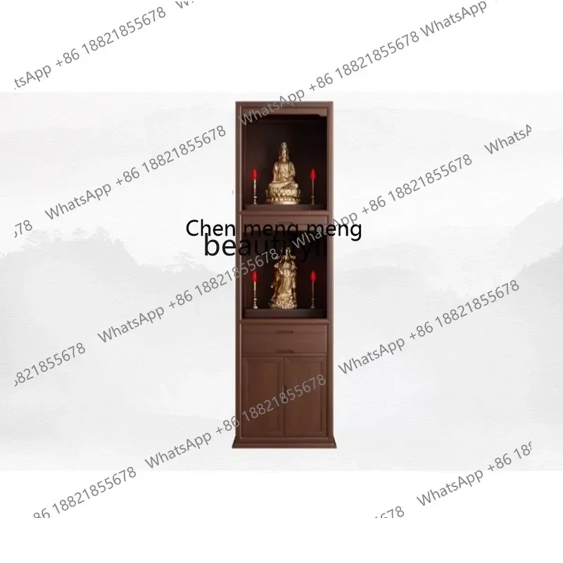 K182  Black walnut solid wood standing cabinet with door shrine shrine shrine offering table household incense cabinet