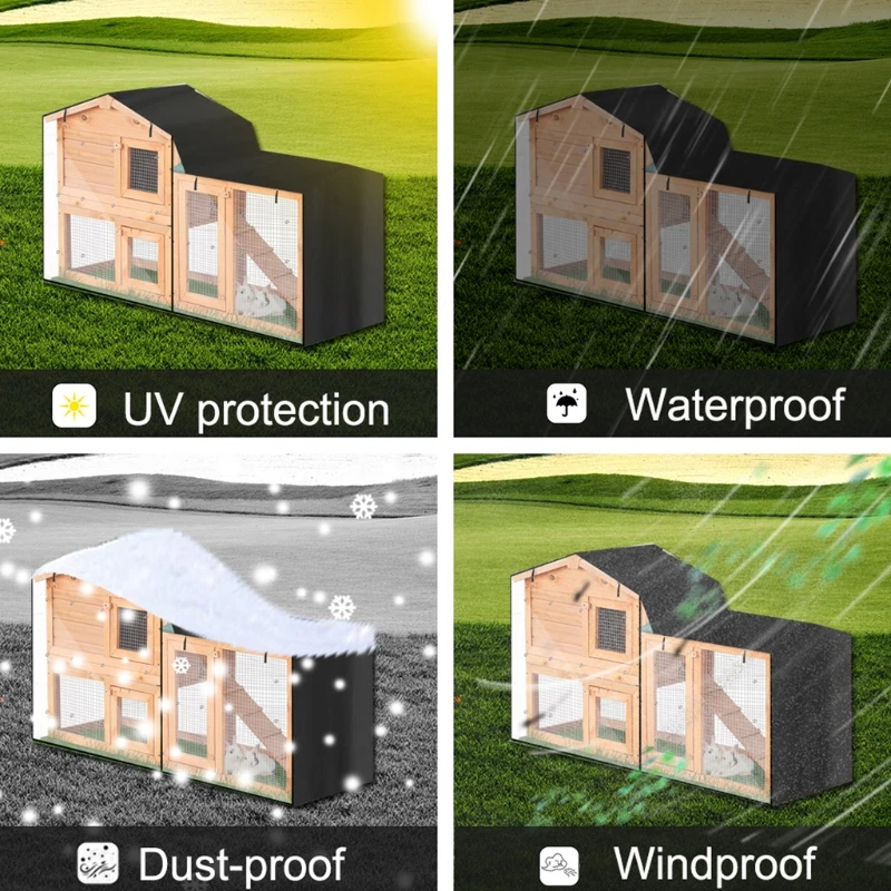 Copertura per conigliera Coperture termiche durevoli 210D Copertura per gabbia per animali domestici con finestra appuntita da