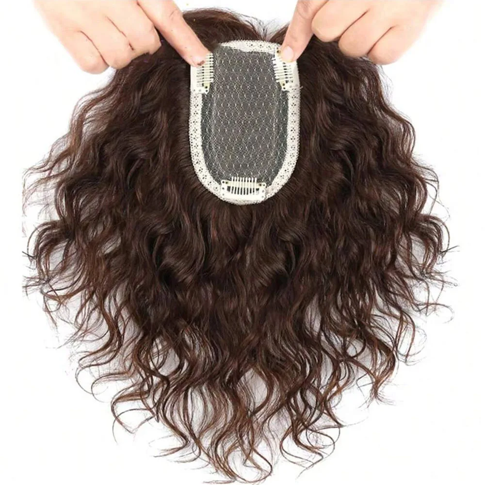 Synthetic Clip In Hair Extension Short Curly Toupee Hairpiece for Women With Thinning Hair Increase Hair Volume