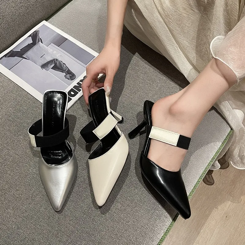 

Women Nature Suede High Thick Heels SmallHut New 2024 Spring Black Apricot Square Toe Pumps Elegant Lady Metal Decoration Shoes