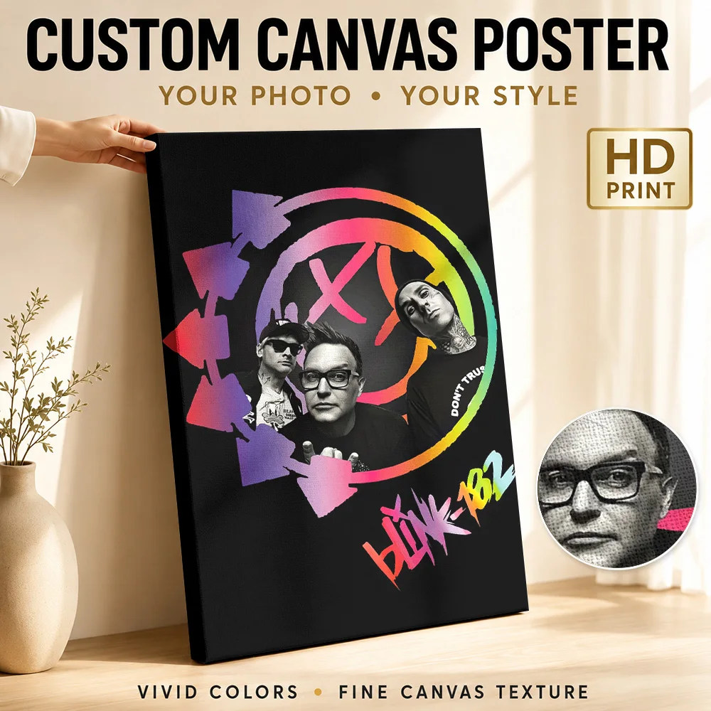 Blink-182 Band Canvas Poster Custom Photo Retro Music Wall Paintings Decoration for Studio Bedroom Ready to Hang Gift for Fans