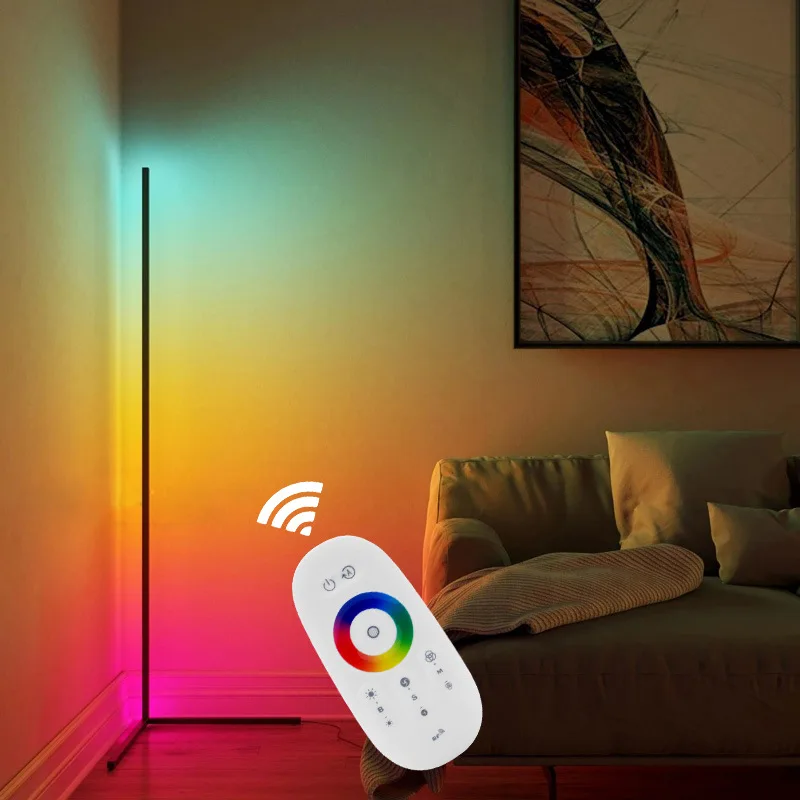 

Nordic Corner LED Floor Lamps Remote RGB Interior Atmosphere Lamp Colourful Bedroom Living Room Standing Lamp Compatible Alexa