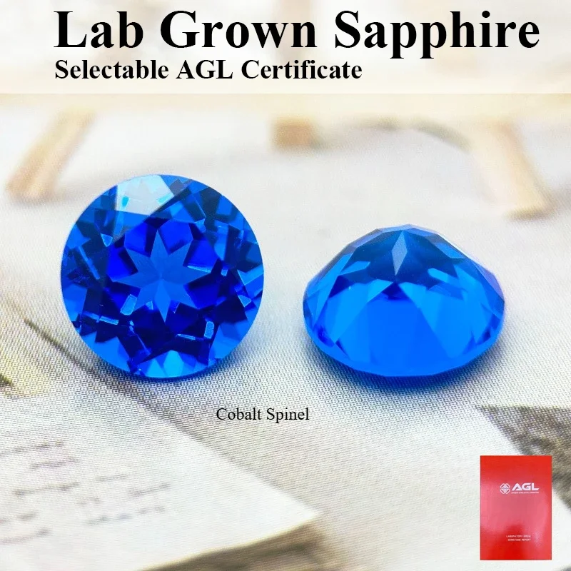 

Round Cut Lab Grown Cobalt Spinel VVS1 Synthetic Gemstone For Diy Jewelry Making Selectable AGL Certificate
