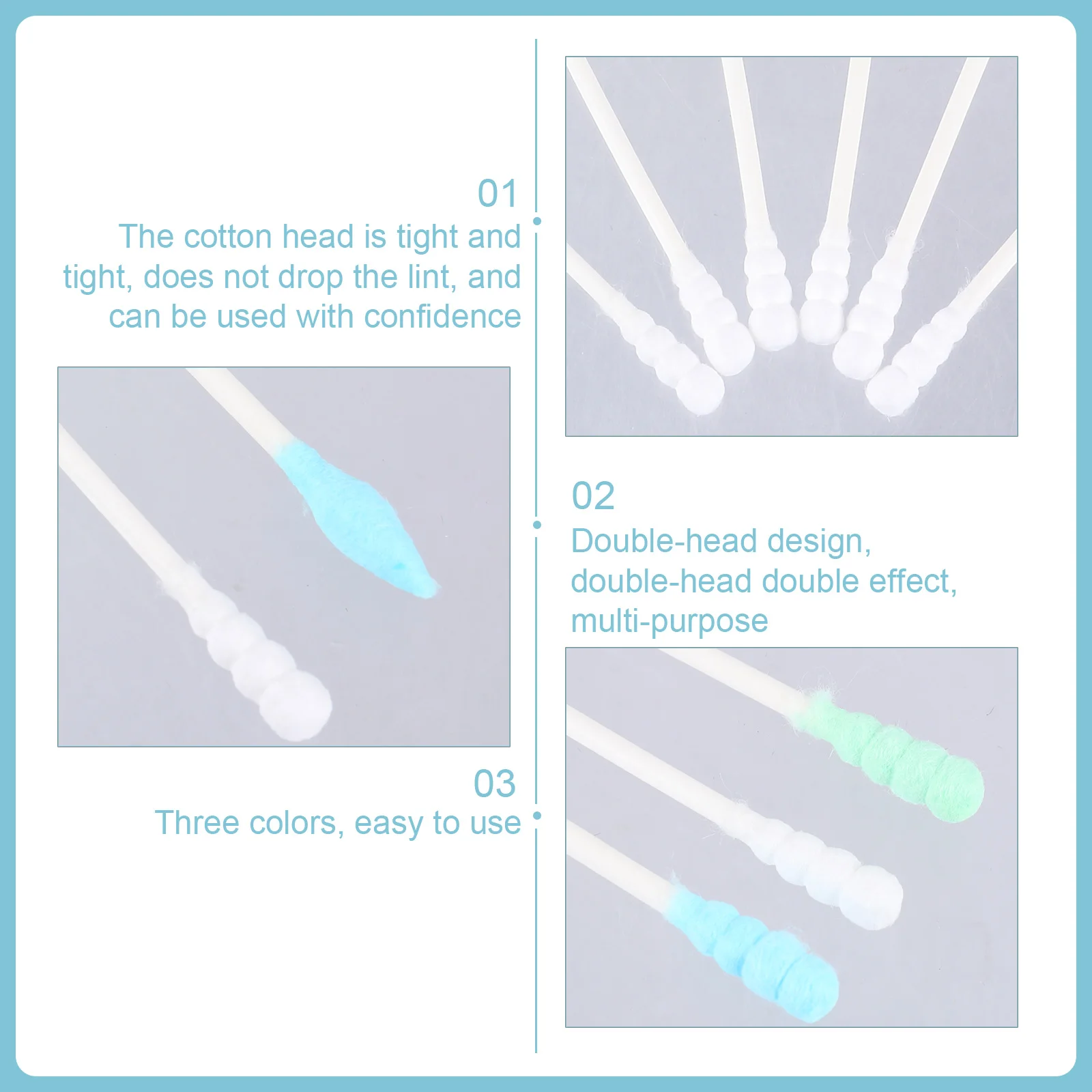 

3 Packs Cotton Swabs Stick Cleaning for Make Up Spiral Makeup Tools Double Headed