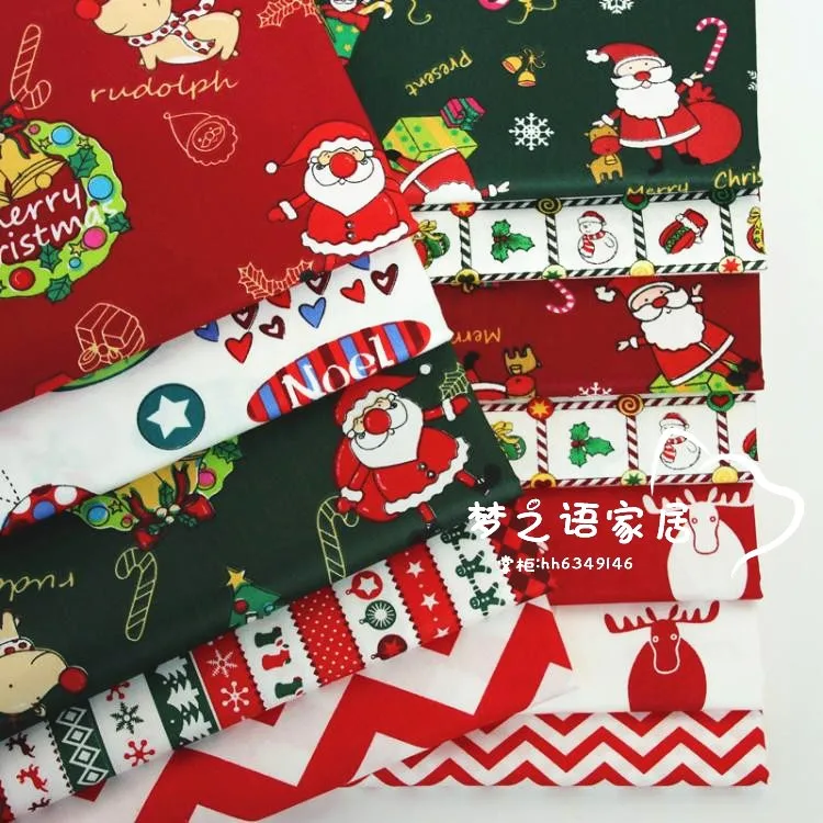 Sewing Patchwork Quilting and Fashion Dress Making Fabrics Twill Fabric for DIY Bedding Cloth Printed Christmas Cotton Baby Warp