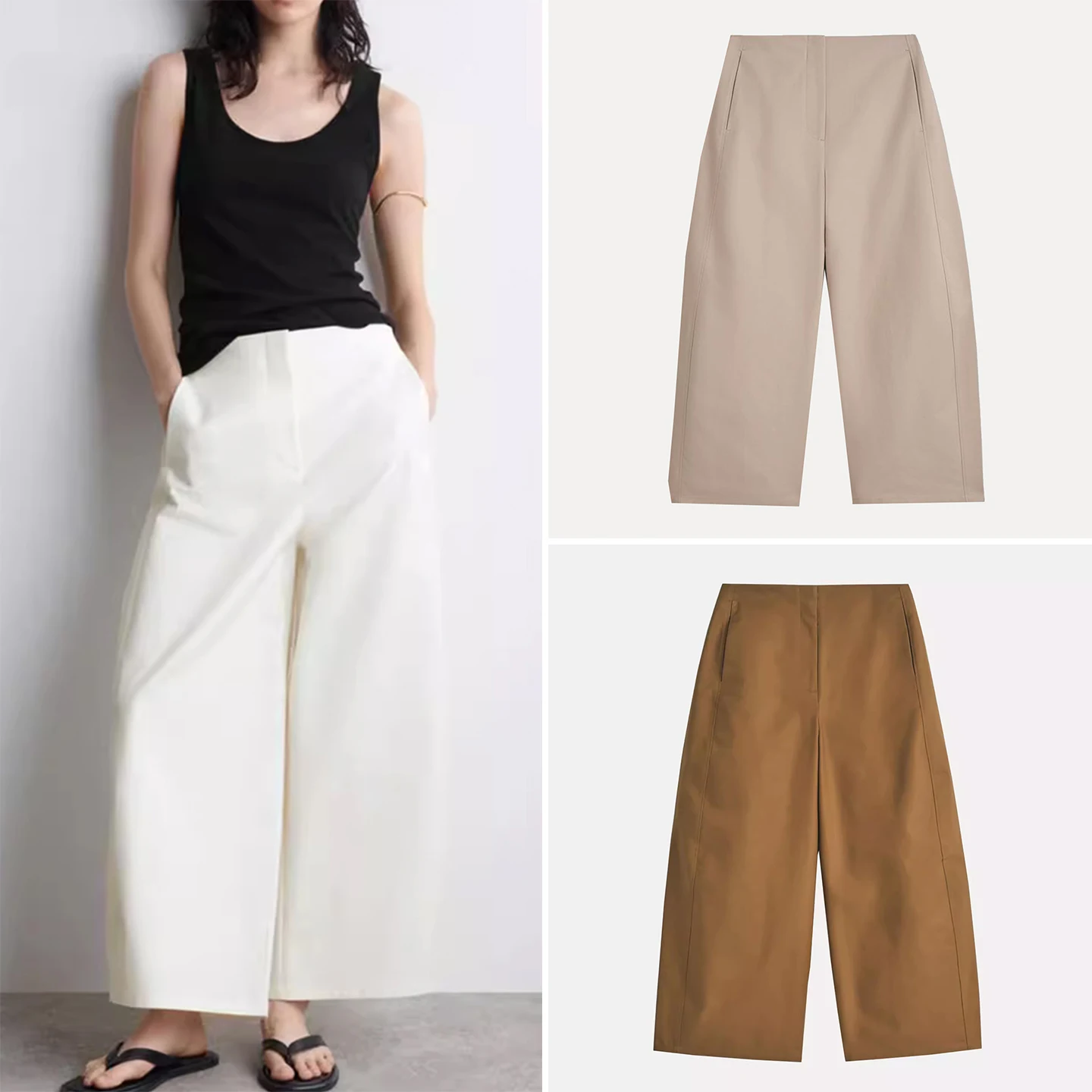 

Женские модные брюки с широкими штанинами, высокой талией, на молнии, весна 2026, новинка, повседневные, удобные, женские брюки