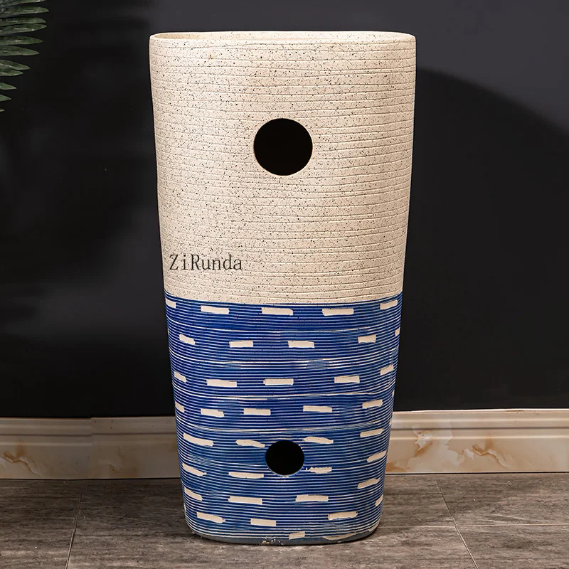 Household balcony column washbasin ceramic integrated column basin outdoor pool floor-standing basin