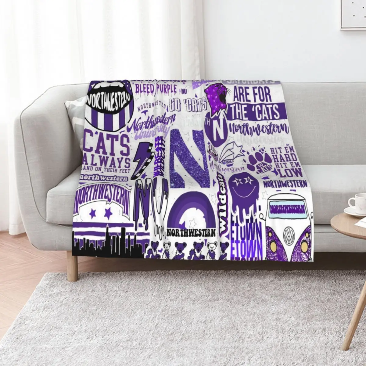 N O R T H W E S T E R N collage design Throw Blanket Single Soft Plush Plaid Blankets Sofas Of Decoration manga Blankets