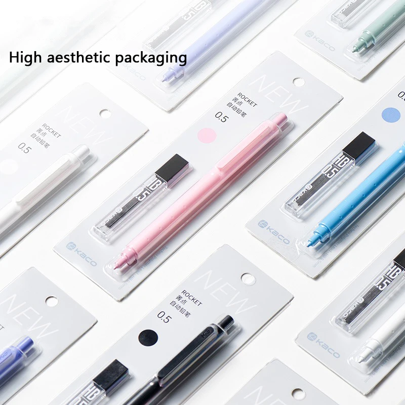 KACO ROCKET 0.5Automatic Pencil Set HB Press Type Student Mechanical Pencil Cute Comfort Anti Slip Pen Grip Writing Stationery