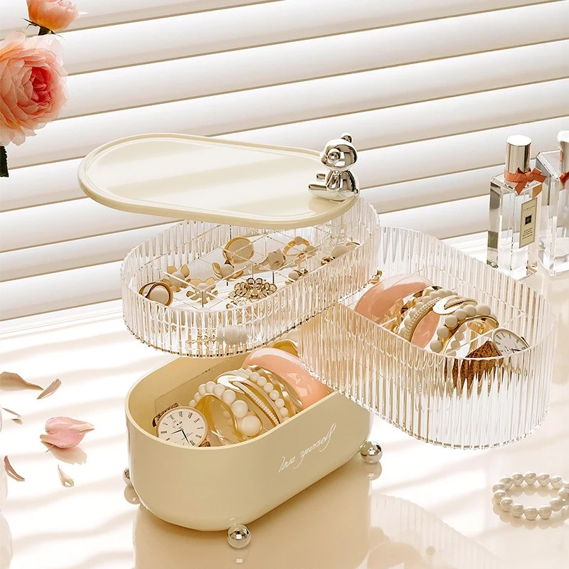 

Desktop storage box, household daily necessities, jewelry, sundries, dust-proof, moisture-proof, lid-rotating, cosmetics storage