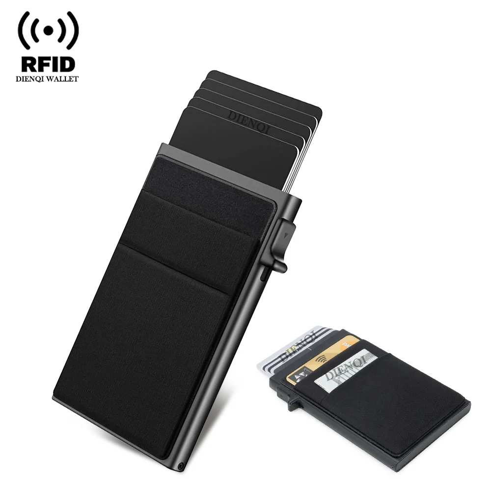 Rfid Kredi Kartı Tutucu Erkekler Ince Ince Mini Minimalist Cüzdan Lüks Metal Banka KIMLIK Cardholer Kılıf Cüzdan Erkekler için Carteras Seçimi