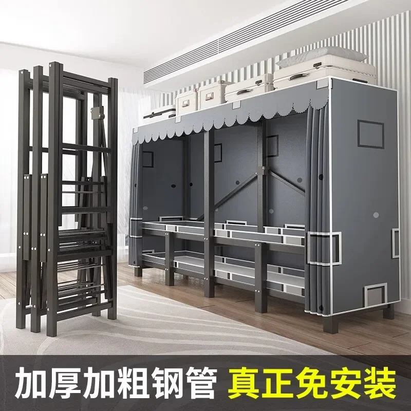 Wardrobe Home Bedroom Installation-free Folding Simple Fabric Wardrobe Rental Room Full Steel Frame Strong and Durable Wardrobe