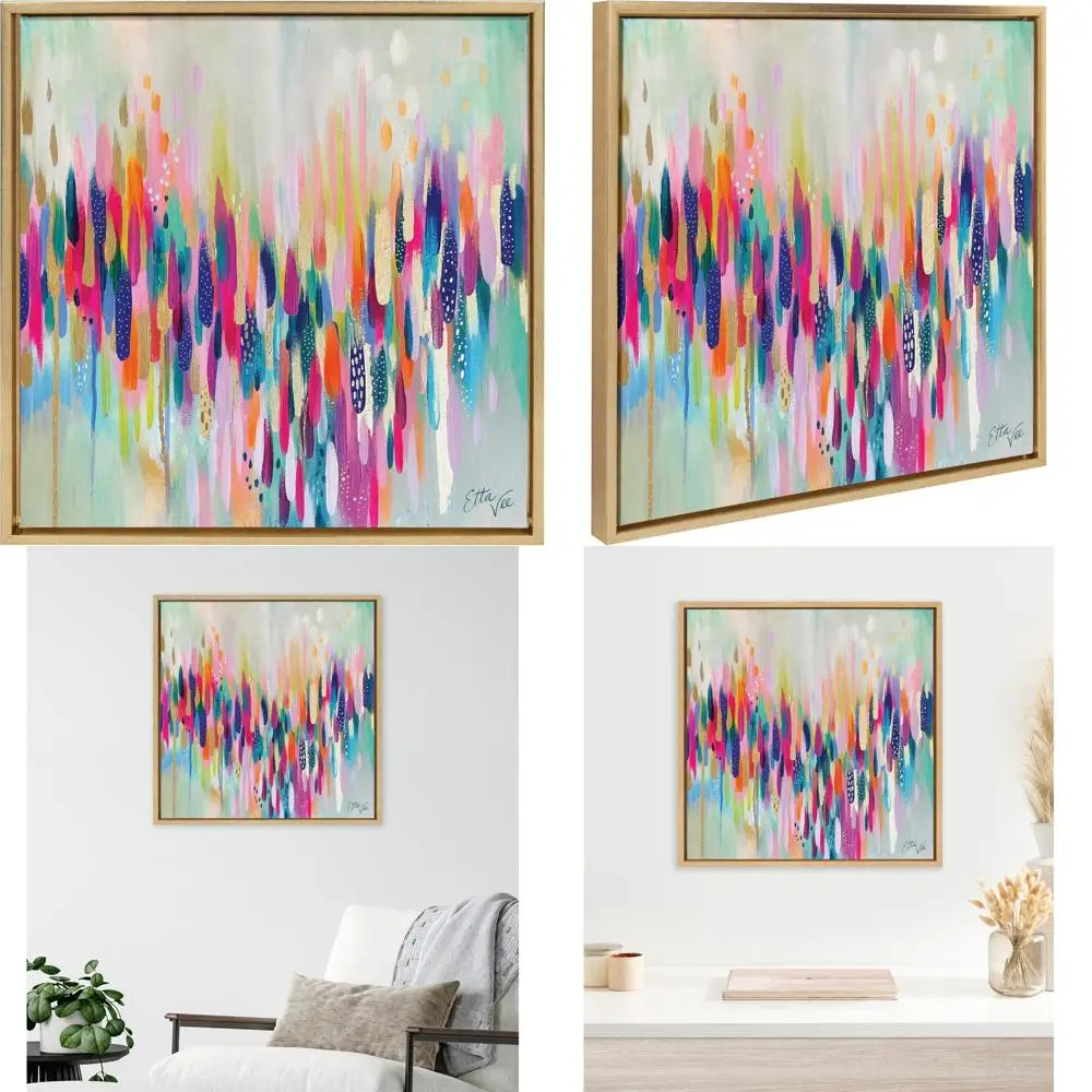 

Modern Abstract Art: Colorful Fun 22x22 Framed Canvas by EttaVee - Bright Gold Wall Decor