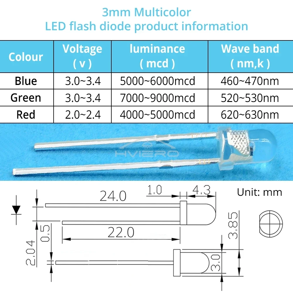 3mm Fast Slow RGB Round Flash Rainbow Multi Color 2.0V~3.4V Light-Emitting Diodes Light Beads Clear LED Bulb Billboard Decorat