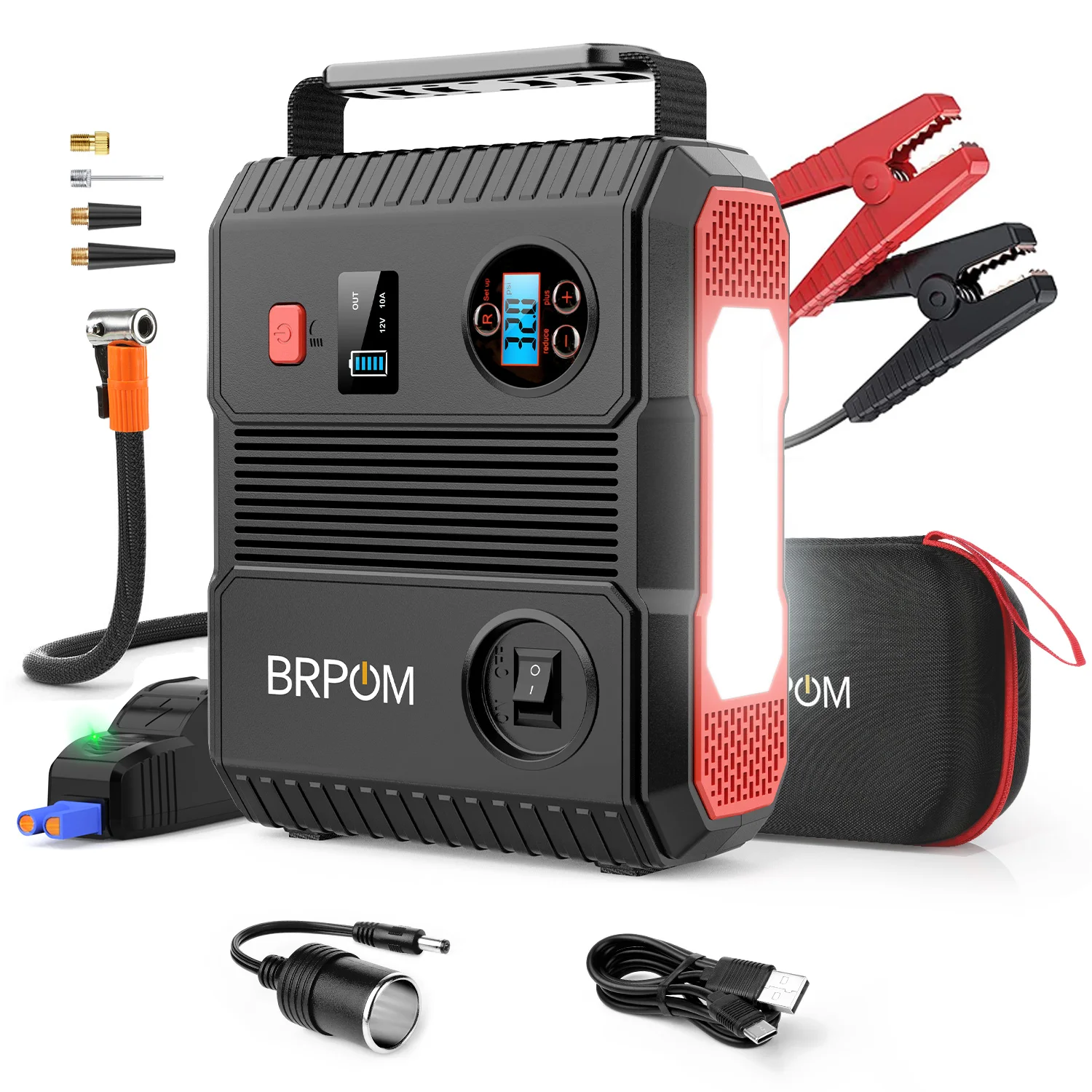 4 In 1 Car Jump Starter Air Compressor 3000A Portable Power Bank 24000mAh Car Battery Charger Booster Starting Device