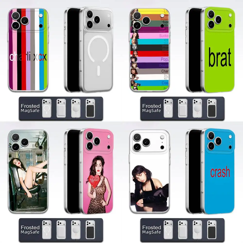 

C-Charli xcx Brat Crash Sucker Pop 2 Phone Case For iPhone 17,16,15,14,13,12,11,Pro,Max,Plus,E,Air,Mini Magsafe Transparent