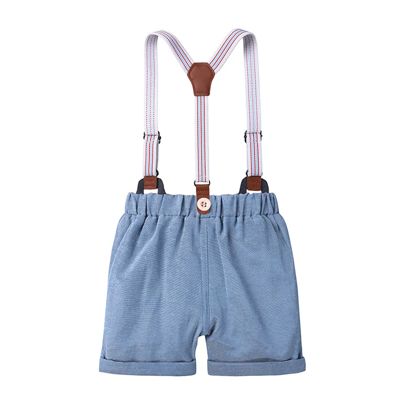 2 Stück Sommer Kleinkind Junge Outfits koreanische Mode Gentleman Krawatte Kurzarm Neugeborenen Stram pler Overalls Shorts Baby Sets BC2375-1