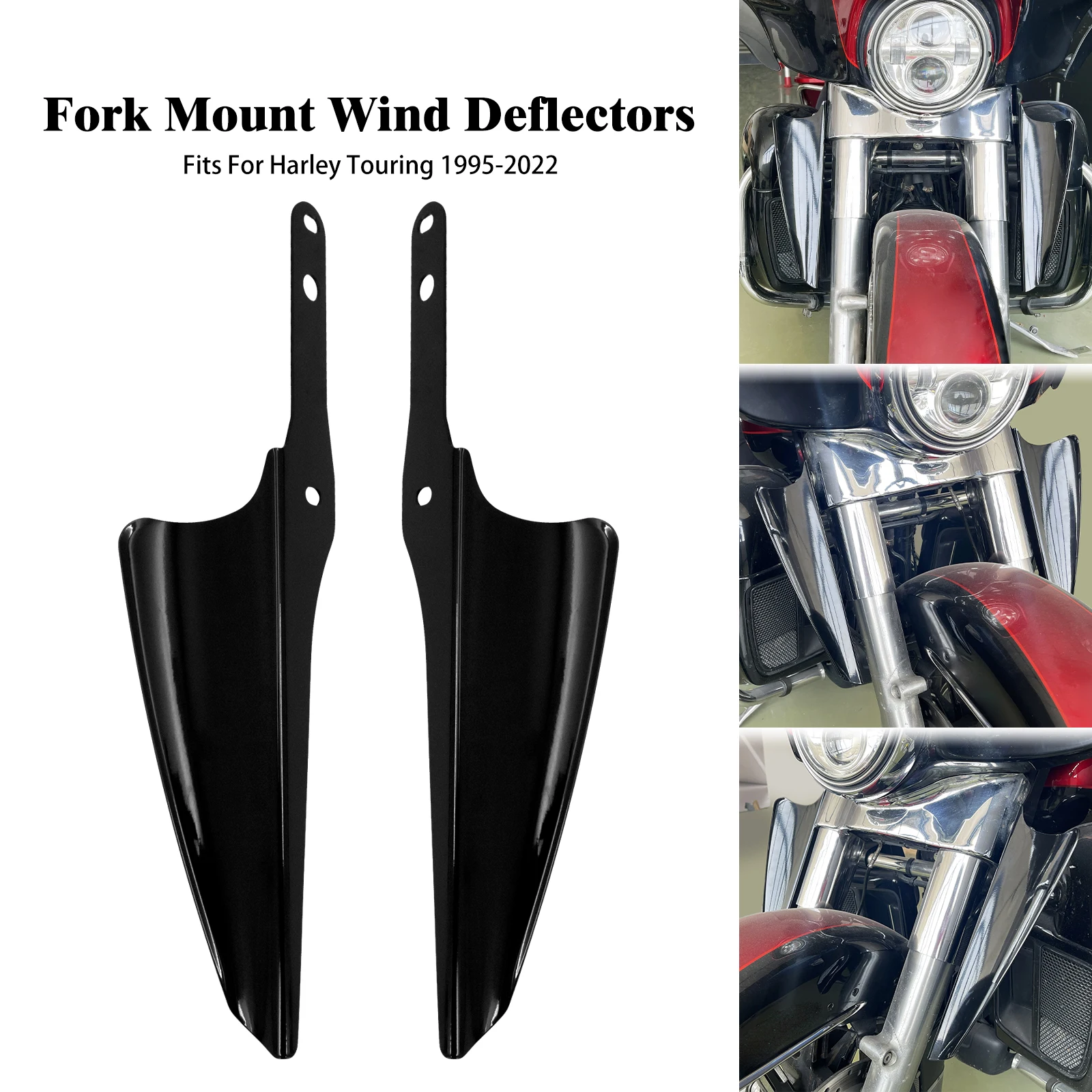 

Motorcycle Front Fork Mount Wind Deflectors Windscreen Fairing For Harley Touring Road King Street Glide CVO 1995-2024