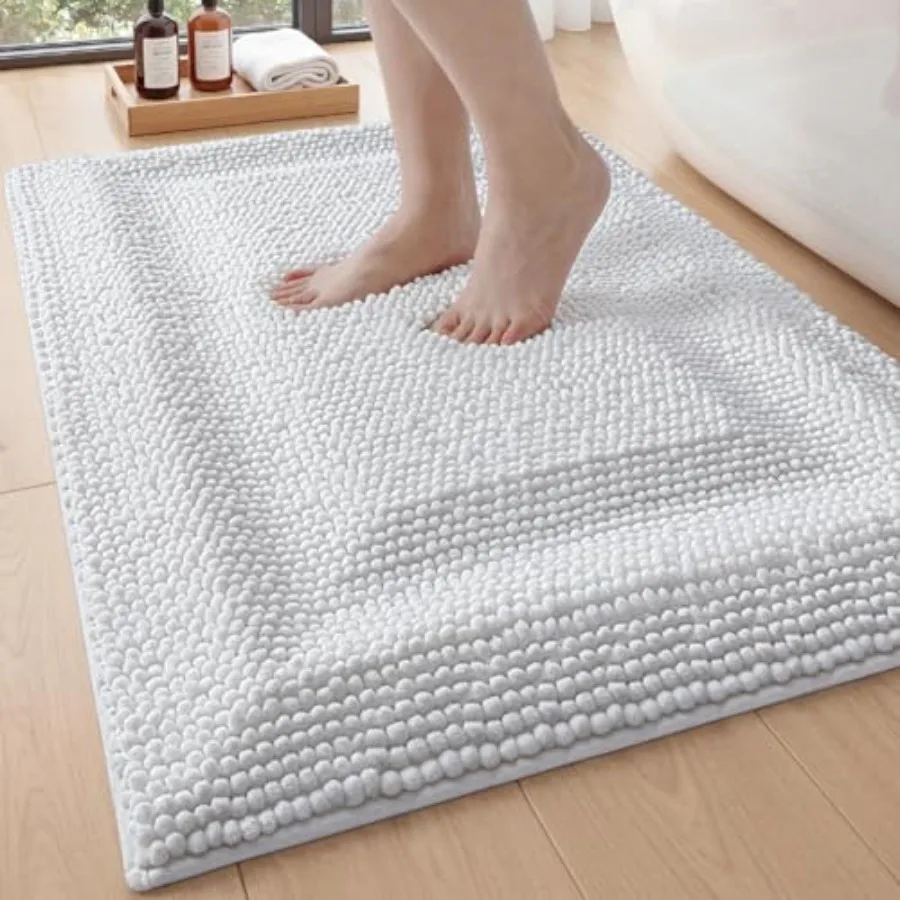 

Bath Mats for Bathroom 20x32 Non Slip Washable Bathroom Rug Thick Soft Chenille Absorbent Bathmat for Shower Floor Fluffy Shagg