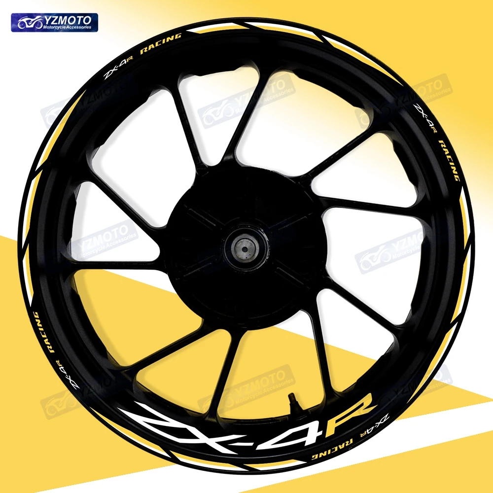 

Для мотоцикла ZX-4R ZX 4R ZX4R 17-дюймовая передняя и задняя ступица колеса, гоночная наклейка, светоотражающая модифицированная декоративная наклейка на обод