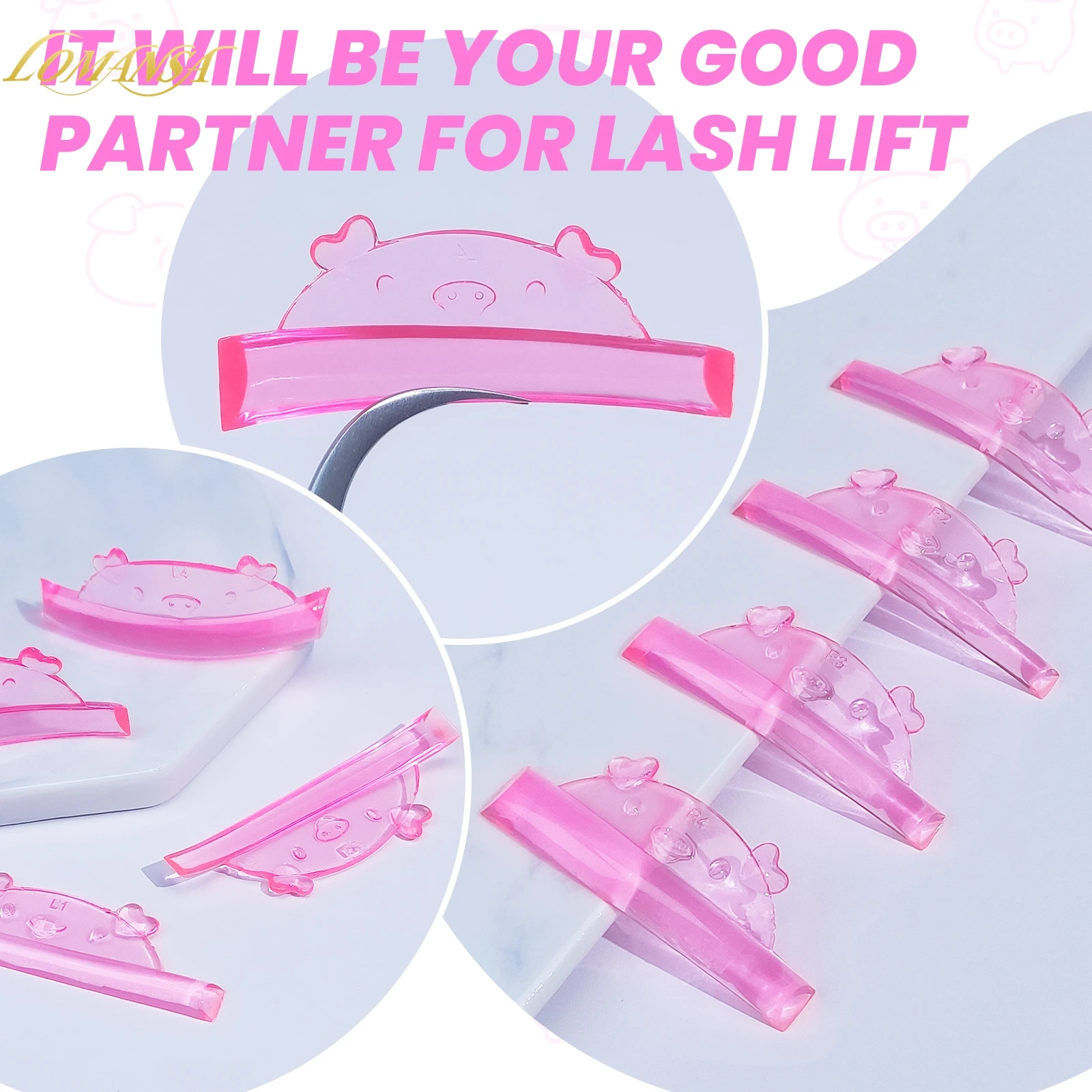 ロマンサ 4ペア Uカール シリコン製 まつげパーマパッド 粘着式まつげロッド シールド リフティング 3Dまつげカーラー アクセサリー メイクアップツール