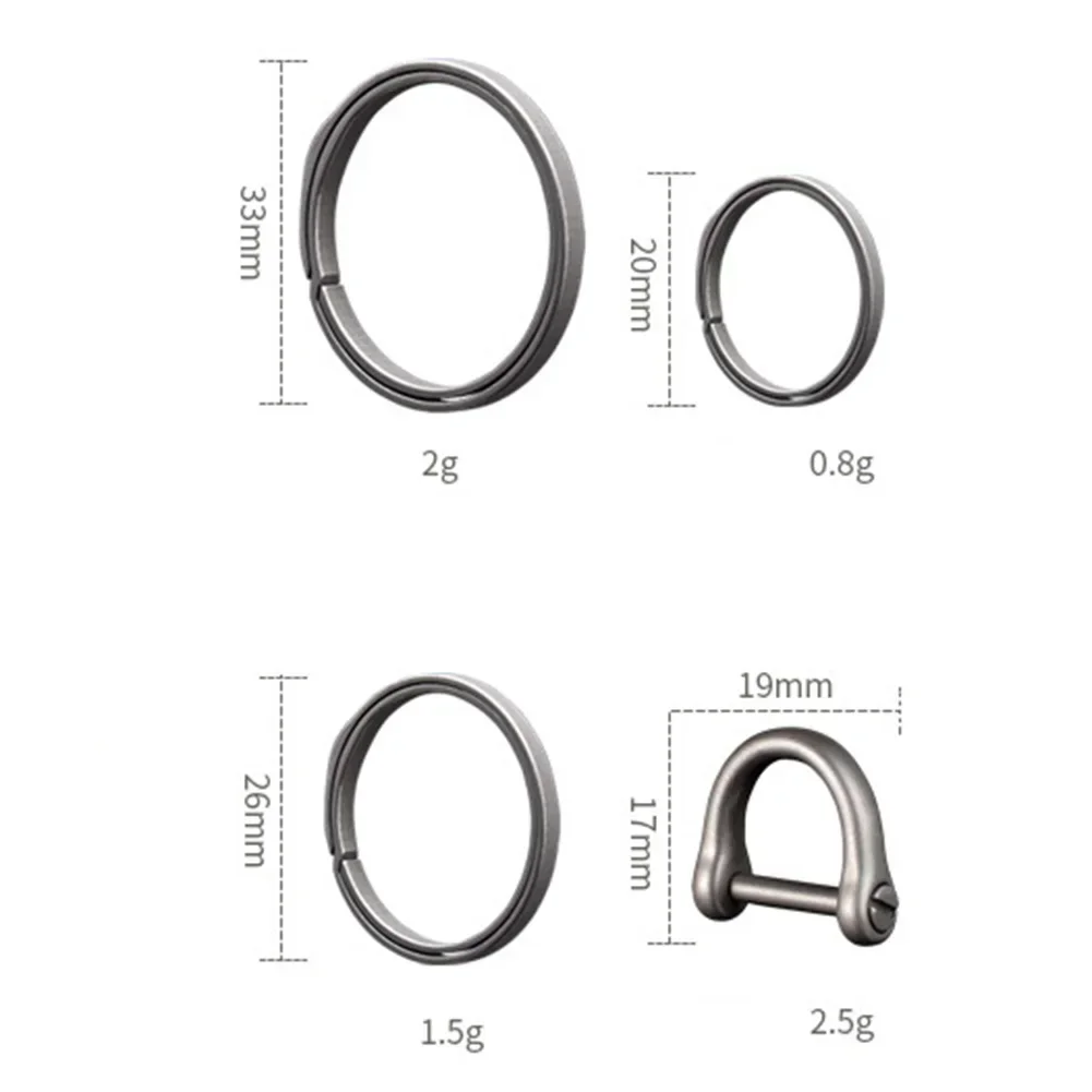 Titanium Alloy Key Ring Keychains Buckle Pendant Super Lightweight Car Keychain 20/26/33mm Key Ring Outdor Camping Accessories