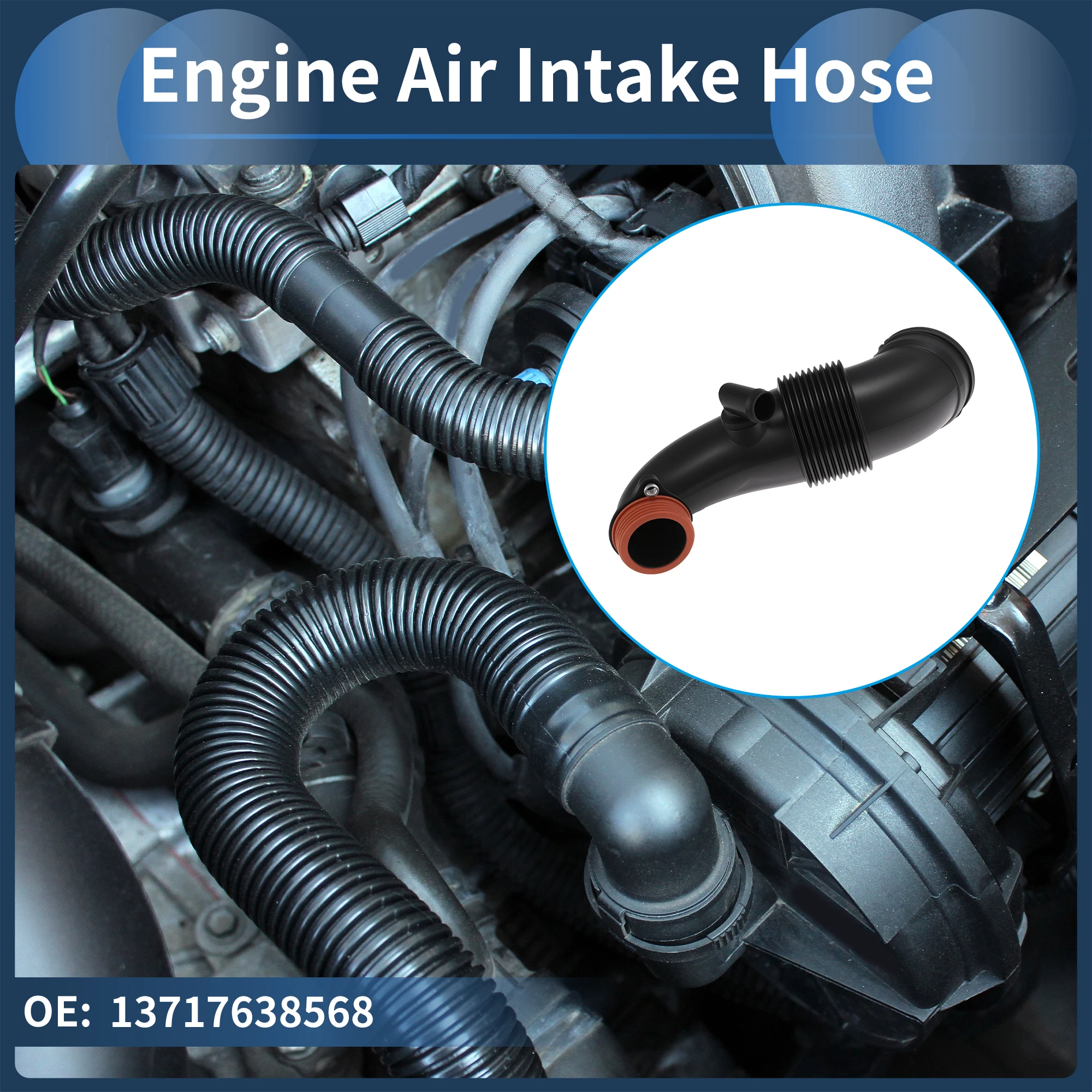 

Шланг воздухозаборника двигателя UXCELL для BMW X5 2014-2018, арт. 13717638568, резина/металл, 1 шт.