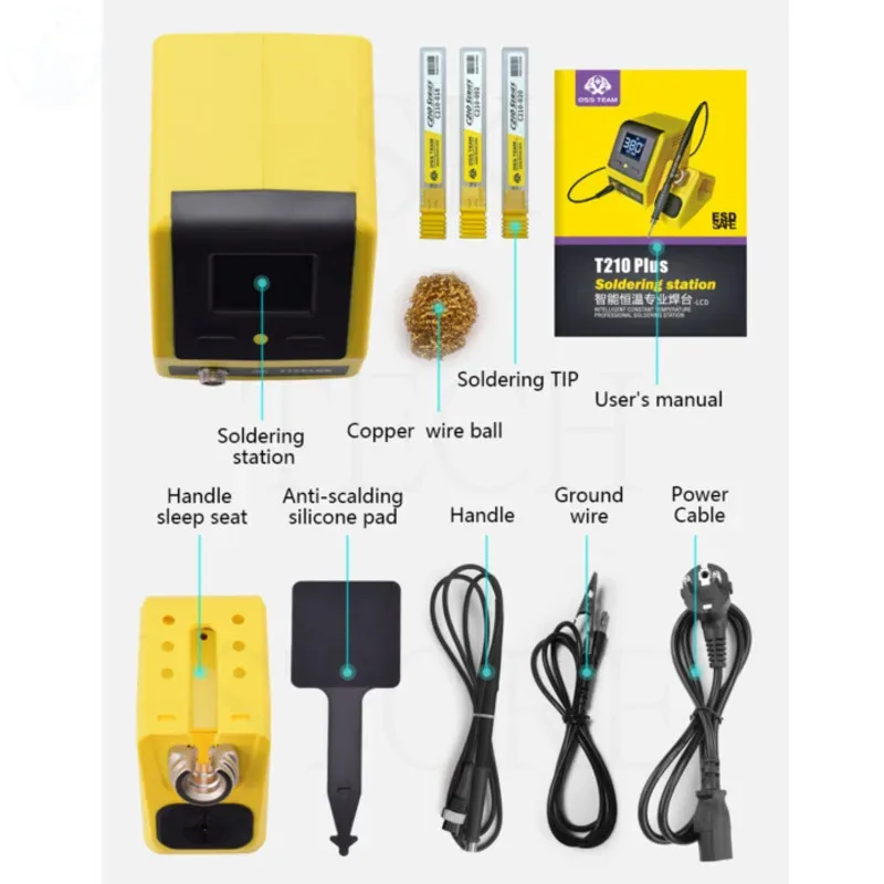 OSS T210 Plus Estación de soldadura inteligente de temperatura constante sueño automático 2S pasta de soldadura de calefacción para soldadura de reparación de PCB