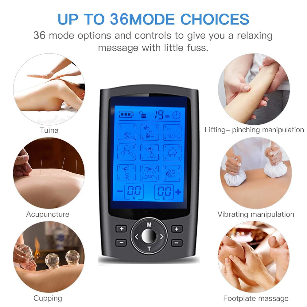 TENS EMS Muscle Stimulator Electric Pulse Body Massager For Pain Relief Relaxation Treatments TENS Unit Machine With 36 Modes