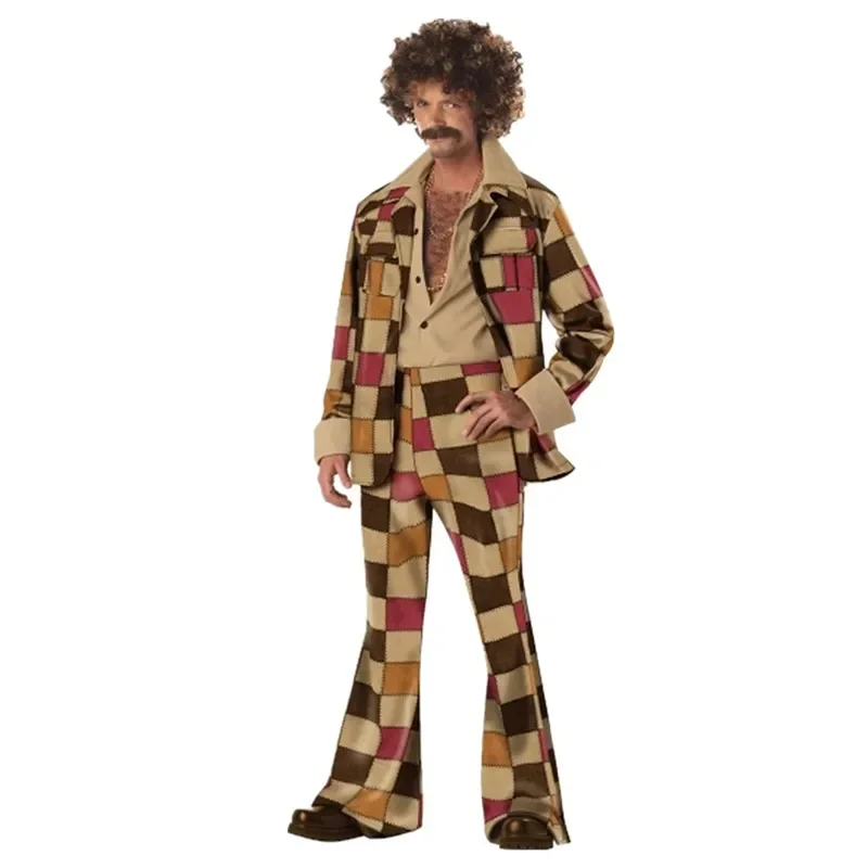 Halloween Party Retro Hippie Costume Vintage 1960s 1970s Men's Disco Cosplay Fantasia Fancy Dress