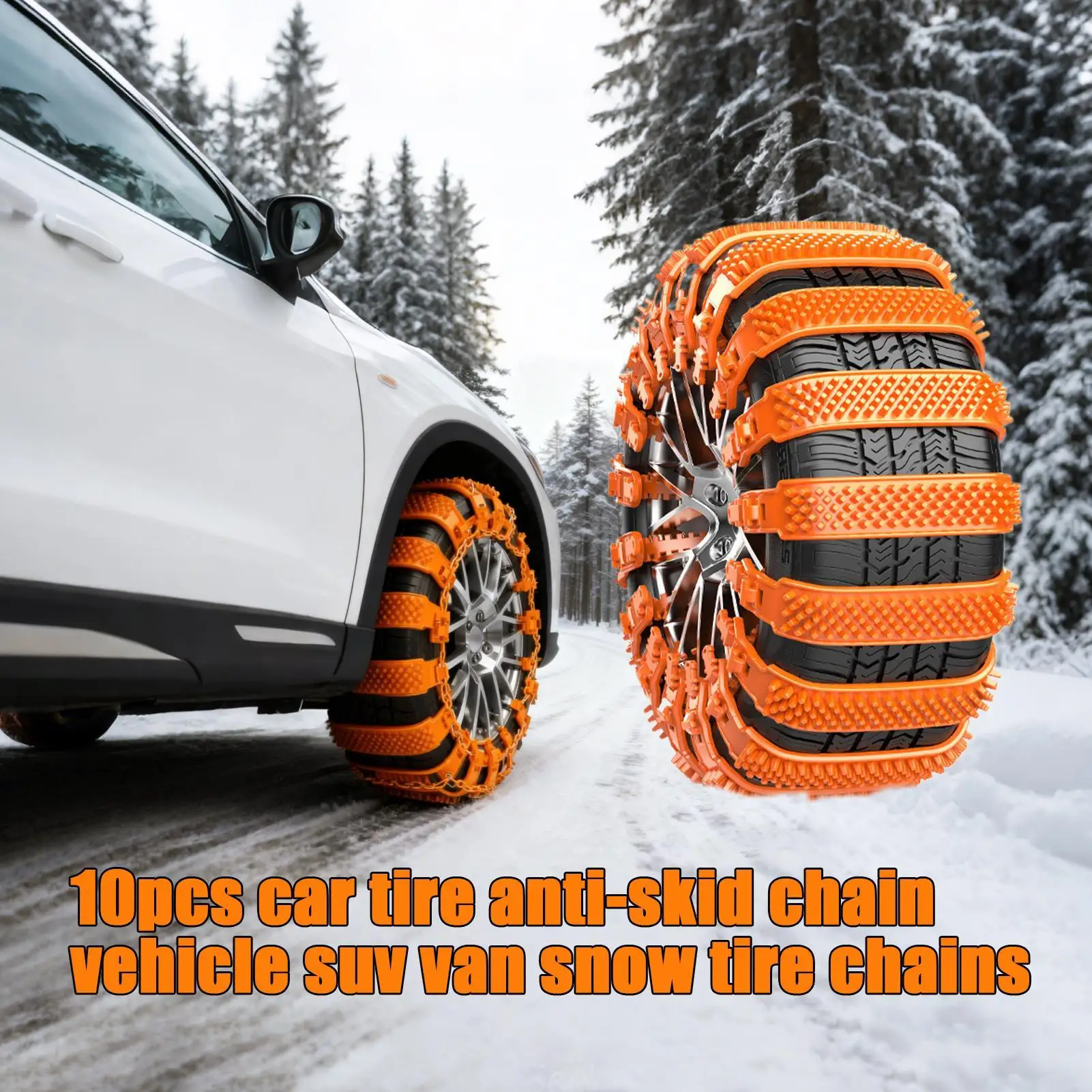 Tire Chains Anti-Slip 10piece Tyre Protection Adjustable Snow Truck Tire Chains For Ice Winter Hiking Trailer Offroad Lawn