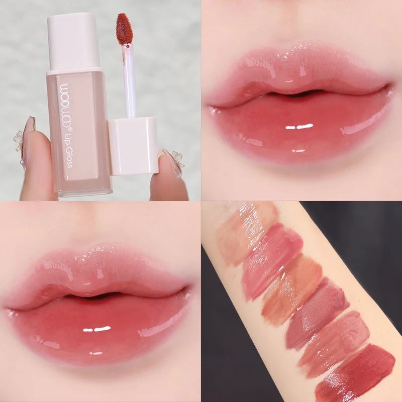 WODWOD piccolo cubo di ghiaccio specchio smalto per labbra labbra in vetro smalto per labbra lucidalabbra a lunga durata