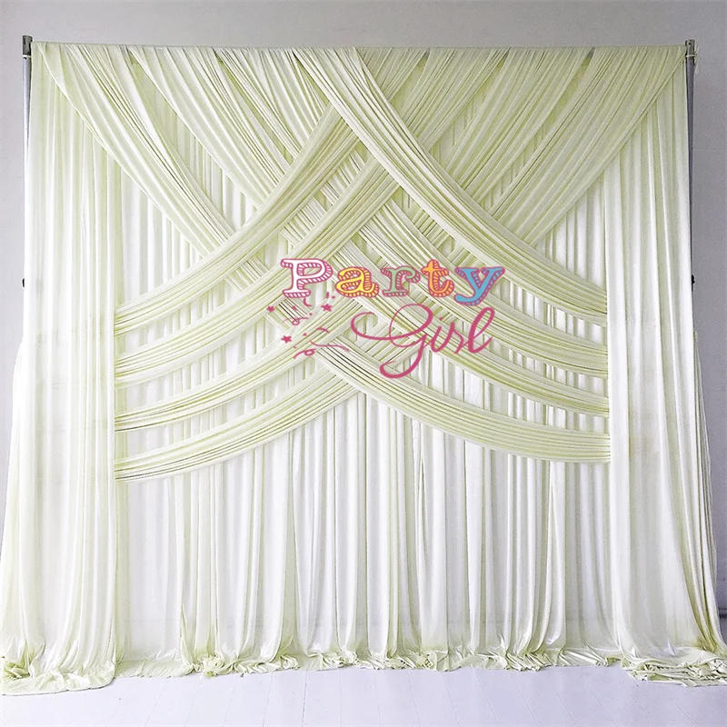 

3x3M Ivory Color Ice Silk Wedding Backdrop Curtain Stage Background Photo Booth For Event Banquet Party Decoration