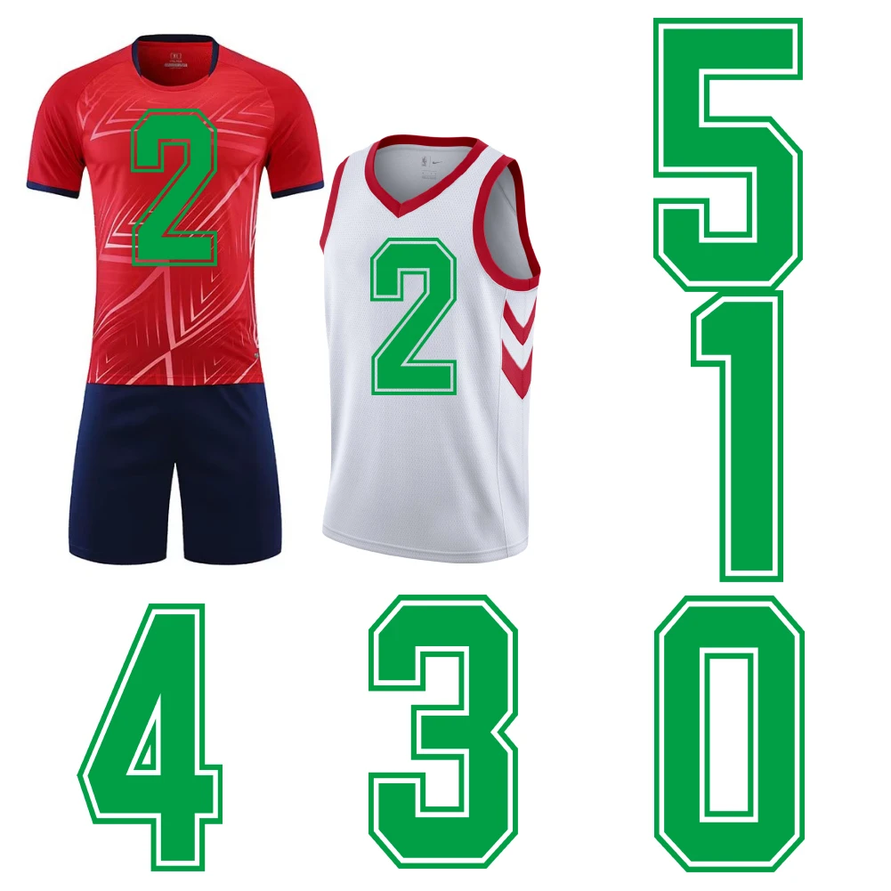 

Green Sports Team Uniform Numbers Heat Transfer Stickers Iron On Clothes Bags DTF Vinyl Thermal Appliques Washable DIY Patches