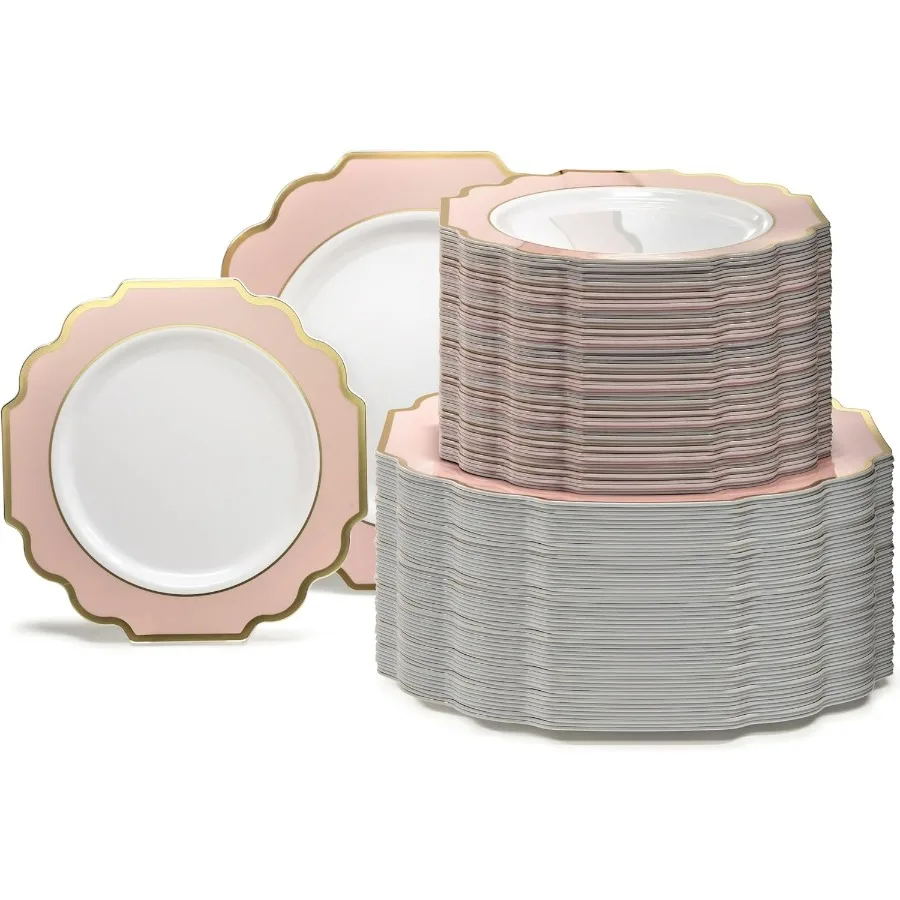 

OCCASIONS 240 Plates Pack 120 Guests Heavyweight Wedding Party Disposable Plastic Plates Set 120 x 10.5'' Dinner + 120 x 8'' Sa