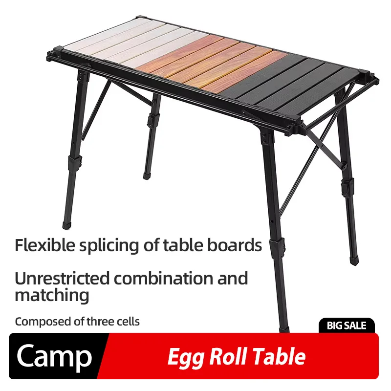 Outdoor Camping Aluminum Alloy Egg Roll Table Removable Plate Barbecue Table Adjustable Igt Table Mobile Kitchen Picnic Table