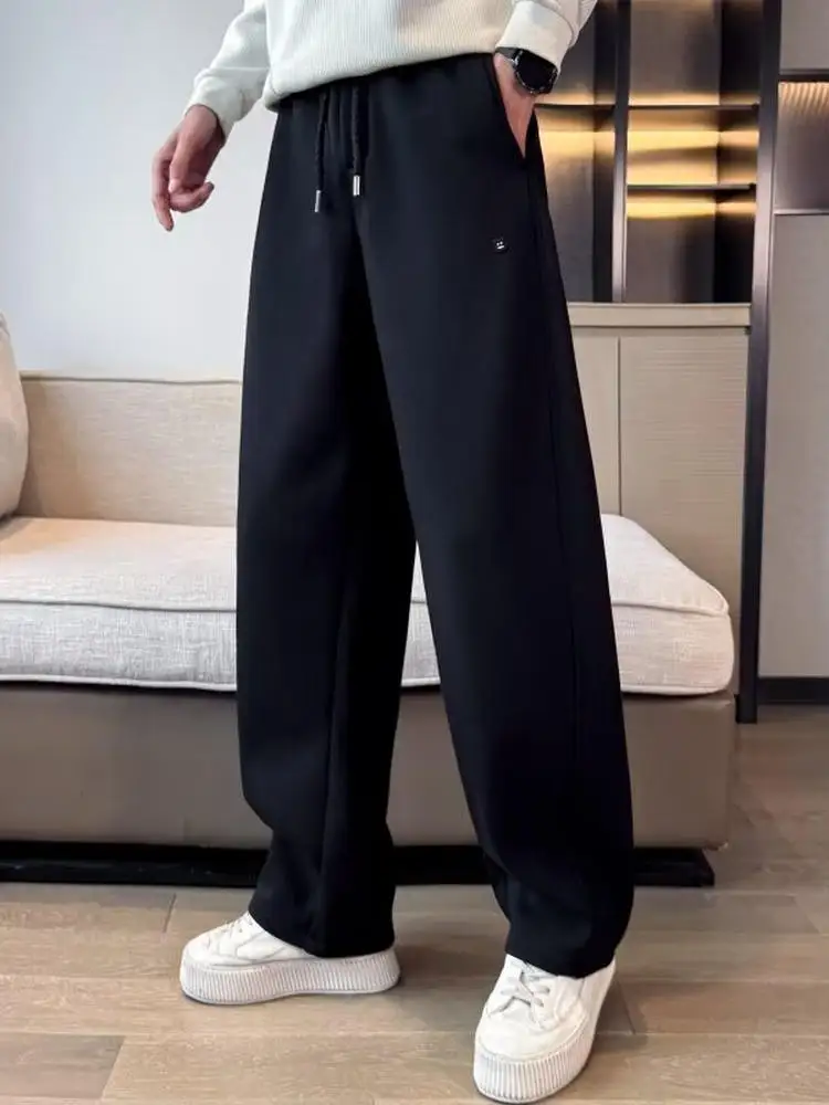 

Men's Autumn Winter Thiened Fce Lined Straight Leg Sweatpants Loose Fit Comfortable Casual Trousers Faionable Pants