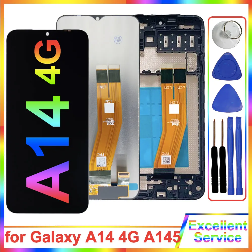 6.6'' for Samsung Galaxy A14 Screen Display Touch Digitizer Replacement for Samsung A14 4G Screen A145P A145R A145F A145M LCD