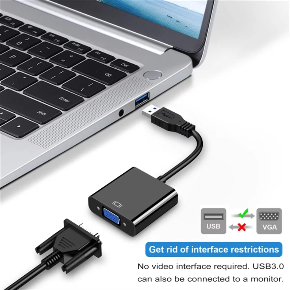 

USB 3.0 to VGA Video Display Adapter 1080P Multi-Display Converter Free drive Video Cable for Projector Laptop Monitor PC TV