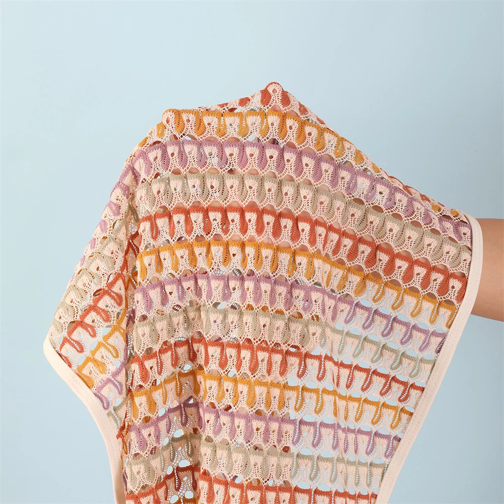 التباين اللون بيكيني شبكة الكروشيه ضمادة التستر مايكرو سلسلة الدانتيل متابعة ملابس السباحة عارية الذراعين النساء 3 قطعة عطلة الشاطئ ملابس السباحة #3